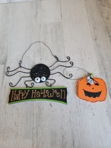 Happy Halloween Spinne Kürbis Schild Set Wohndeko Unikat - Bild 1 von 7