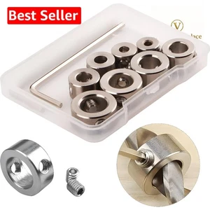 8 tlg Tiefenanschlagringe Set für Holzbohrer Edelstahl Aluminium genau - Bild 1 von 2