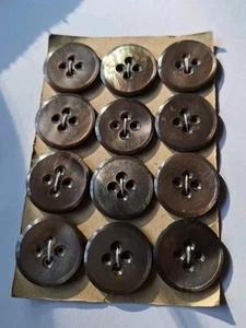 12er Set Perlmuttknöpfe, 12 Stück braun 4loch Knöpfe, ca. 25 mm - Bild 1 von 2