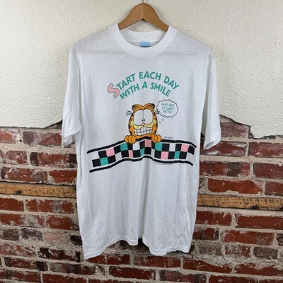 Camisa De Colección Garfield Para Hombres XL Cómic Jim Davis Comienza Cada Día Sonríe Años 90 EE. UU. Foto 1 de 4