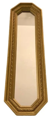 "Espejo de pared octogonal estilo Homco de colección, resina dorada con borde de filigrana, 5,25 x 17,5""" Foto 1 de 4