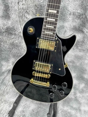 IN STOCK Black LP Electric Guitar mahogany Fixed Bridge Golden parts Solid Body - Image 1 of 4