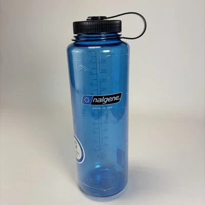 Nalgene Wide Mouth Sustain Silo Water Bottle 48 oz Blue Black With Cap USA Made - Image 1 of 4