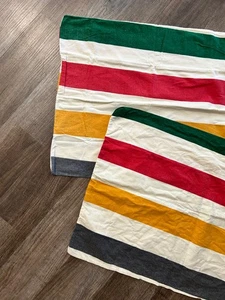 West Point Stevens vintage made USA blanket stripe flannel pillowcases Standard - Picture 1 of 3