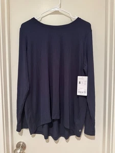 Nuovo con etichetta! Girocollo Athleta MED TALL blu navy manica lunga con facilità ($59) - Foto 1 di 4