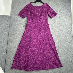 JS Collections Dress Womens Purple Lace A-Line Midi Cocktail Evening, Size 12 - Picture 1 of 7