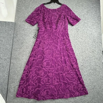 JS Collections Dress Womens Purple Lace A-Line Midi Cocktail Evening, Size 12 - Image 1 of 4