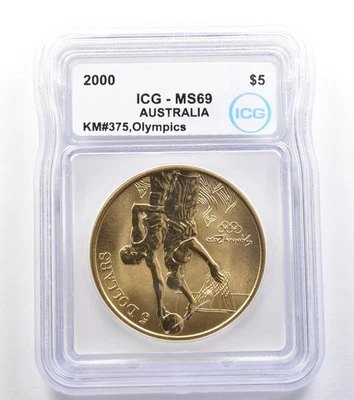 2000 Australia 5 Dollar Sydney Olympics Basketball KM#375 MS69 ICG *7891 - Image 1 of 3