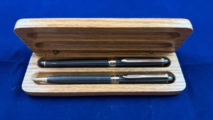 EDDIE BAUER BALLPOINT PEN & 0.5mm PENCIL with WOODEN CASE - Picture 1 of 5