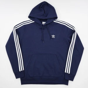 Adidas Originals Men's Kangaroo Pocket Adicolor Classics 3 Stripes Hoodie Navy L - Picture 1 of 11