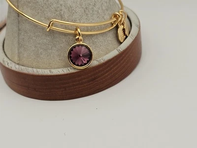 Alex Ani January Birthstone Swarovski roxo 💚 pulseira de berloque de cristal dourada ✨️  - Imagem 1 de 4