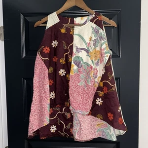 Boho Chic Tank Women L Hippie Festival Artsy Eclectic Mixed Prints Patchwork - Picture 1 of 5