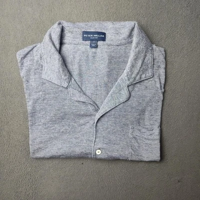 Peter Millar Shirt Mens Medium Short Sleeve Camp Collar Knit Indigo MS22RK05 - Image 1 of 4
