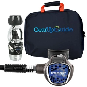 Cressi MC9/SC Compact Pro Scuba Regulator w/ Gear up Guide Reg Bag - Picture 1 of 2