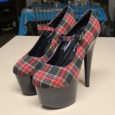 Zapatos Ellie 709-DOM Puncky 7" Rebellious MaryJane Punta Stiletto Tacón Alto Foto 1 de 4