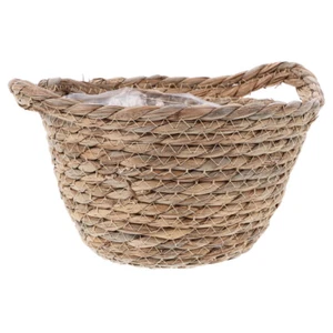 Bauchtopf Henkel Blumentopf Indoor Seegras Pflanzgefäß Stroh Pflanzkübel - Bild 1 von 12