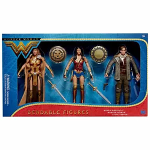 Wonder Woman Bendable Figures - Queen Hippolyta Wonder Woman Steve Trevor - Foto 1 di 2
