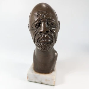 Vintage Bronze Büste Skulptur auf Marmor älterer afrikanischer Mann signiert JOBO 5" hoch - Bild 1 von 12