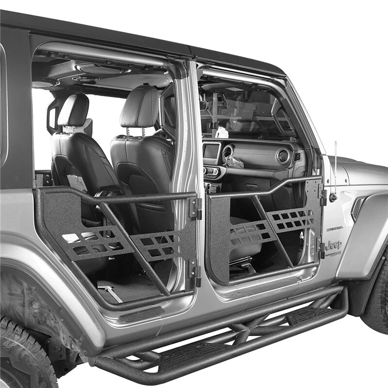 4 peças protetores de porta tubulares quadros tubulares para Jeep Wrangler JL JT 2018-2025 4 portas  - Imagem 1 de 4