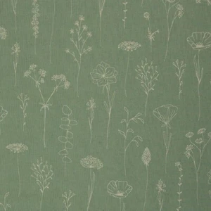 Tessuto decorativo / canvas TIGLIO, effetto lino stampato, fiori, 140 cm, menta antica - Foto 1 di 3