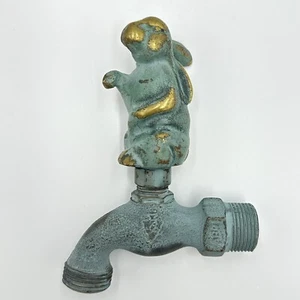 Vintage Heavy Brass Outdoor Garden Bunny Rabbit Faucet Spigot Arrowhead Valve - Picture 1 of 5