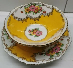 Hammersley Bone China England 4.75" Bone Bowl Sauce Yellow Medallion - Picture 1 of 7