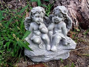 Latex Angel mold with plastic backup plastic concrete mould 8.5"H x 9.5"W - Picture 1 of 2