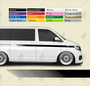 Fits VW T4 T5 T6 Transporter - Upper Side Stripe Camper Decals Van Stickers - Picture 1 of 17