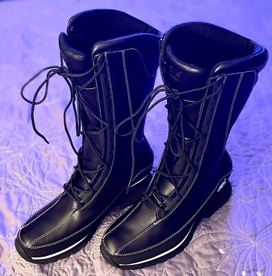 Timberland Euro Dub Spin Mujeres Botas Cuero Genuino Con Cordones Altas Negras Talla 6 NUEVAS Foto 1 de 4