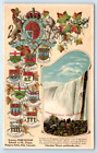 Horeshoe Falls Niagra Falls Canada Coat of Arms CANADA 1909 Postcard