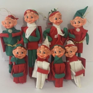VTG Lot 8 Christmas Pixie Elves Shelf Sitter Japan Can Be Used As Napkin holders - Picture 1 of 13