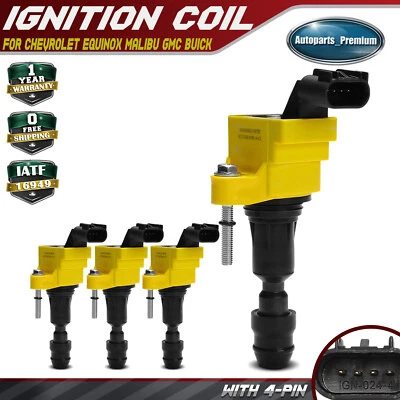 4x Bobina de encendido amarilla para Chevrolet Equinox Malibu GMC Terrain Buick LaCrosse Foto 1 de 4