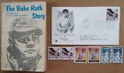 Babe Ruth 6 Us Postage Stamps 3 Types+1St Day Cover Baseball Commemorative +Book