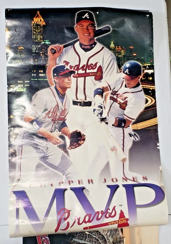 CHIPPER JONES VINTAGE LARGE POSTER 35" TALL X 23" LOT TURNER FIELD POSTER BRAVES Cover