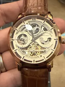 Stuhrling Men's Watch ROSE 22 Jewels - Automatic - Sun & Moon Dual Time - Picture 1 of 14