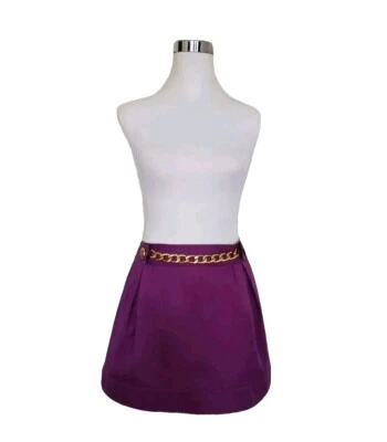 D&G Dolce And Gabbana Women's Mini Skirt Purple Gold Chain Size 42 Small  Foto 1 de 4