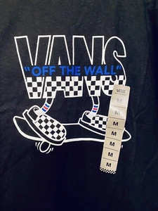 VANS - OFF THE WALL NWT Mens M Short Sleeve Teen Black T-shirt - Skater Check - Picture 1 of 4