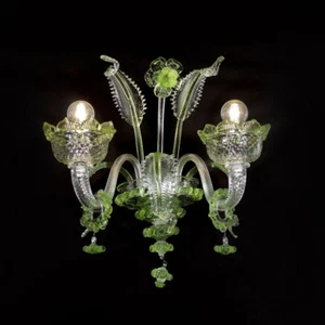 Imperiale wall lamp 2 lights green and crystal - Picture 1 of 1