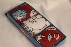 Dr. Seuss Cat In The Hat Thing 1 and 2 Red White and Blue Crew Socks 3 Pair Set - Picture 1 of 4