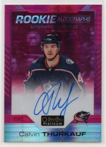 2020-21 O-Pee-Chee Platinum Rookie Auto Red Prism #RCT Calvin Thurkauf 46/50 - Bild 1 von 2