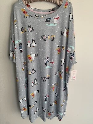 NUEVO CON ETIQUETAS 2X/3X Tesoros Secretos Camisón Invierno Navidad Esquí Nieve Zorro Pingüino Lindo Foto 1 de 4