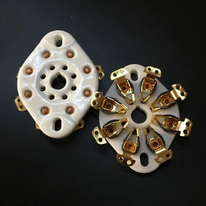 Tubo de vacío de cerámica dorada de 8 pines base de válvula de enchufe para KT88 EL34 6550 6SN7 tubo - Imagen 1 de 5