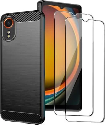 BNBUKLTD® For Samsung Galaxy Xcover 7 Case, Carbon Gel Phone Cover + Screen Protector