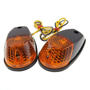 Surface Mount Light Amber Carbon Universal Motorcycle Croc Turn Signal Marker - Foto 1 di 5