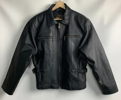 Chaqueta Colección KC Cuero Negro Cuello Cremallera Hebilla Lateral Diseño Forrada Talla L Foto 1 de 4