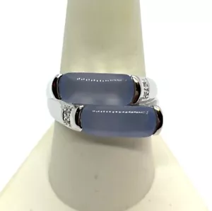 Anello donna in oro bianco 14 kt con tanzanite 7,3 grammi misura 9,5 - Foto 1 di 24