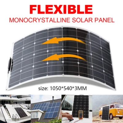 100W Flexibles Solarpanel Monokristallin Off-Grid Ladegerät für Wohnwagen Boote - Bild 1 von 4