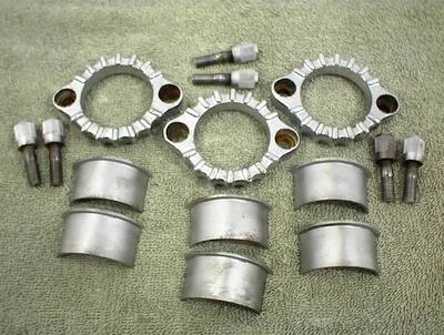 Yamaha XS750 1978 1979 especial XS750S TRIPLE TUBO DE ESCAPE SILENCIADOR ANILLOS COLLARES Foto 1 de 4