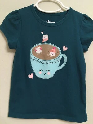 Camisa Circo Niñas 5T Verde Azul Chocolate Caliente y Felices Corazones de Malvavisco Foto 1 de 4