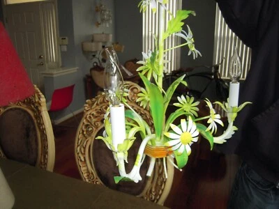 Araña ramo floral de metal de colección Toleware mcm Foto 1 de 4